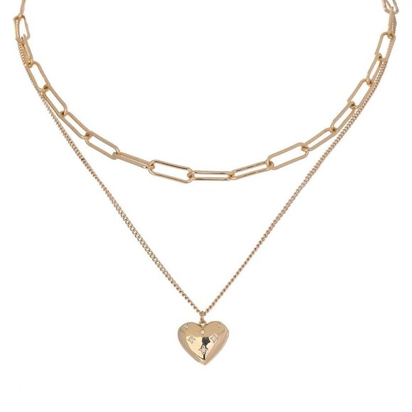 Heart Pendant, Cable, and Paperclip Chain Women's Necklace Set - Brand New - Picture 6 of 10